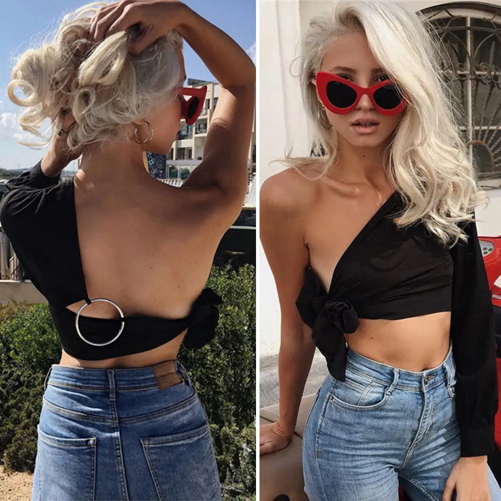 Fashion Women Ladies Unique One Shoulder Strappy Top Backless Crop Tops Black Sexy Special Clothes
Fashion Women Ladies Unique One Shoulder Strappy Top Backless Crop Tops Black Sexy Special Clothes