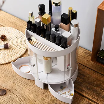 Multi-function Cosmetics Storage Box Round Transparent Double Door Makeup Organizer with Drawers and Grids 28.8cm*25.8cm
Multi-function Cosmetics Storage Box Round Transparent Double Door Makeup Organizer with Drawers and Grids 28.8cm*25.8cm