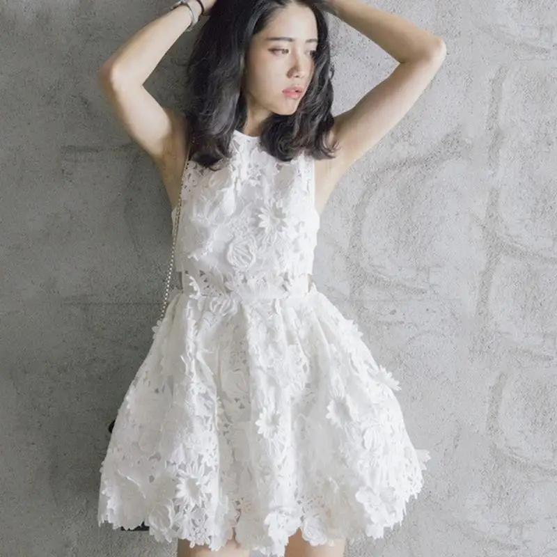 spring and summer women's sexy ladies dress embroidery white water-soluble hollow lace dress
spring and summer women's sexy ladies dress embroidery white water-soluble hollow lace dress