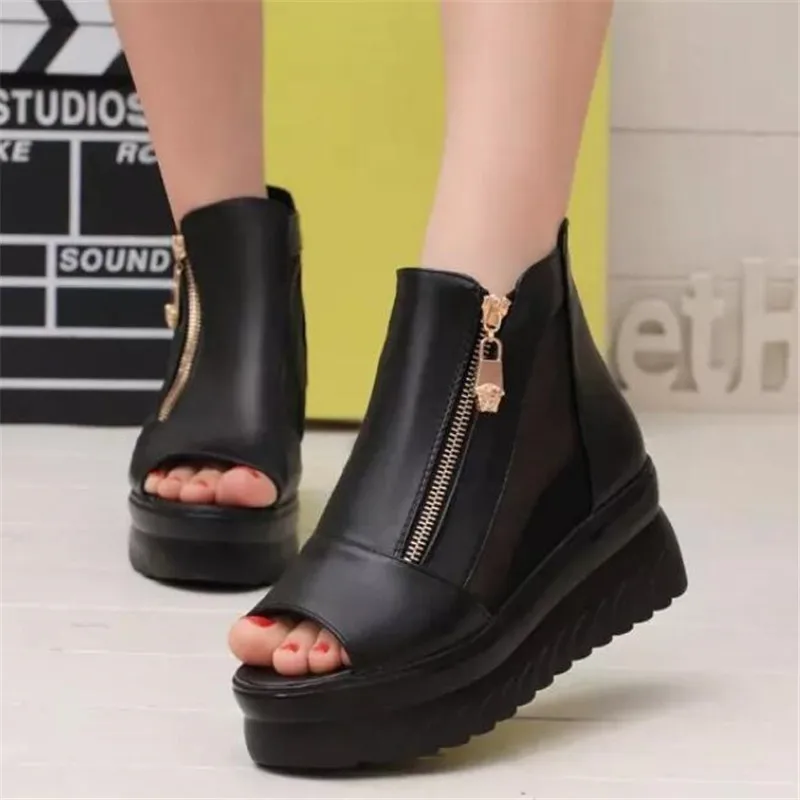 New side zipper popular elements women's sandals fashion wild wedge sandals fish mouth comfortable and casual
New side zipper popular elements women's sandals fashion wild wedge sandals fish mouth comfortable and casual