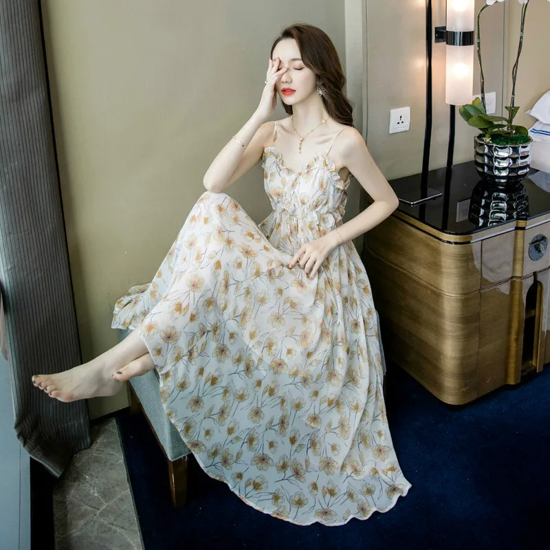 Summer Big Swing Sleeveless Print Floral Dress Women Casual Robe Femme Ete 2019 Dress Plus Size Spaghetti Strap Korean Dress
Summer Big Swing Sleeveless Print Floral Dress Women Casual Robe Femme Ete 2019 Dress Plus Size Spaghetti Strap Korean Dress
