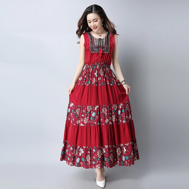 Ethnic Style Women Embroidery Flower Casual Dress Summer O-neck Sleeveless Dresses Long Sexy Dress Clothing Vestidos
Ethnic Style Women Embroidery Flower Casual Dress Summer O-neck Sleeveless Dresses Long Sexy Dress Clothing Vestidos