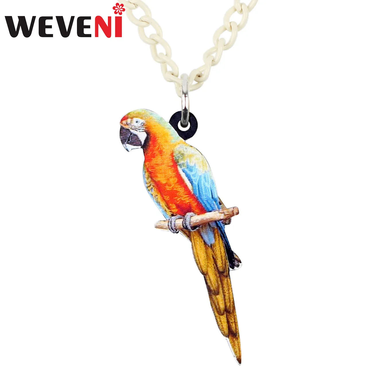 WEVENI Acrylic Tropic Parrot Bird Necklace Pendant Chain Collar Novelty Animal Jewelry For Women Girl Gift Wholesale Accessories | Украшения