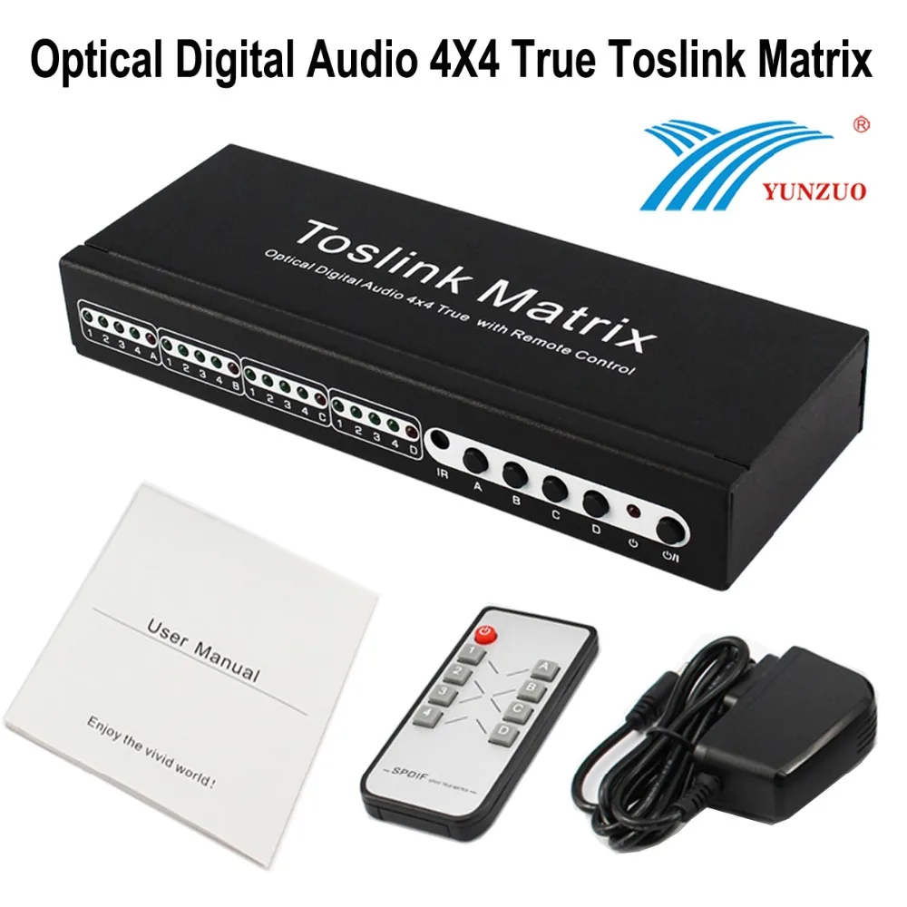 SPDIF/TOSLINK Optical Digital Audio 4x4 True Matrix W/Remote Control 4 in 4 out Switch Converter Splitter Box Device for STB DVD
SPDIF/TOSLINK Optical Digital Audio 4x4 True Matrix W/Remote Control 4 in 4 out Switch Converter Splitter Box Device for STB DVD