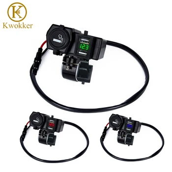 12-24V Socket 4 In 1 Dual USB Motorcycle Charger Waterproof Scooter Cigarette Lighter Mobile Charger with Voltmeter LED lighting
12-24V Socket 4 In 1 Dual USB Motorcycle Charger Waterproof Scooter Cigarette Lighter Mobile Charger with Voltmeter LED lighting