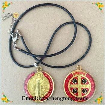Freeship wholesale Saint benedict pendant with wax cord,religious rosary necklace , catholic rosary necklace with epoxy
Freeship wholesale Saint benedict pendant with wax cord,religious rosary necklace , catholic rosary necklace with epoxy
