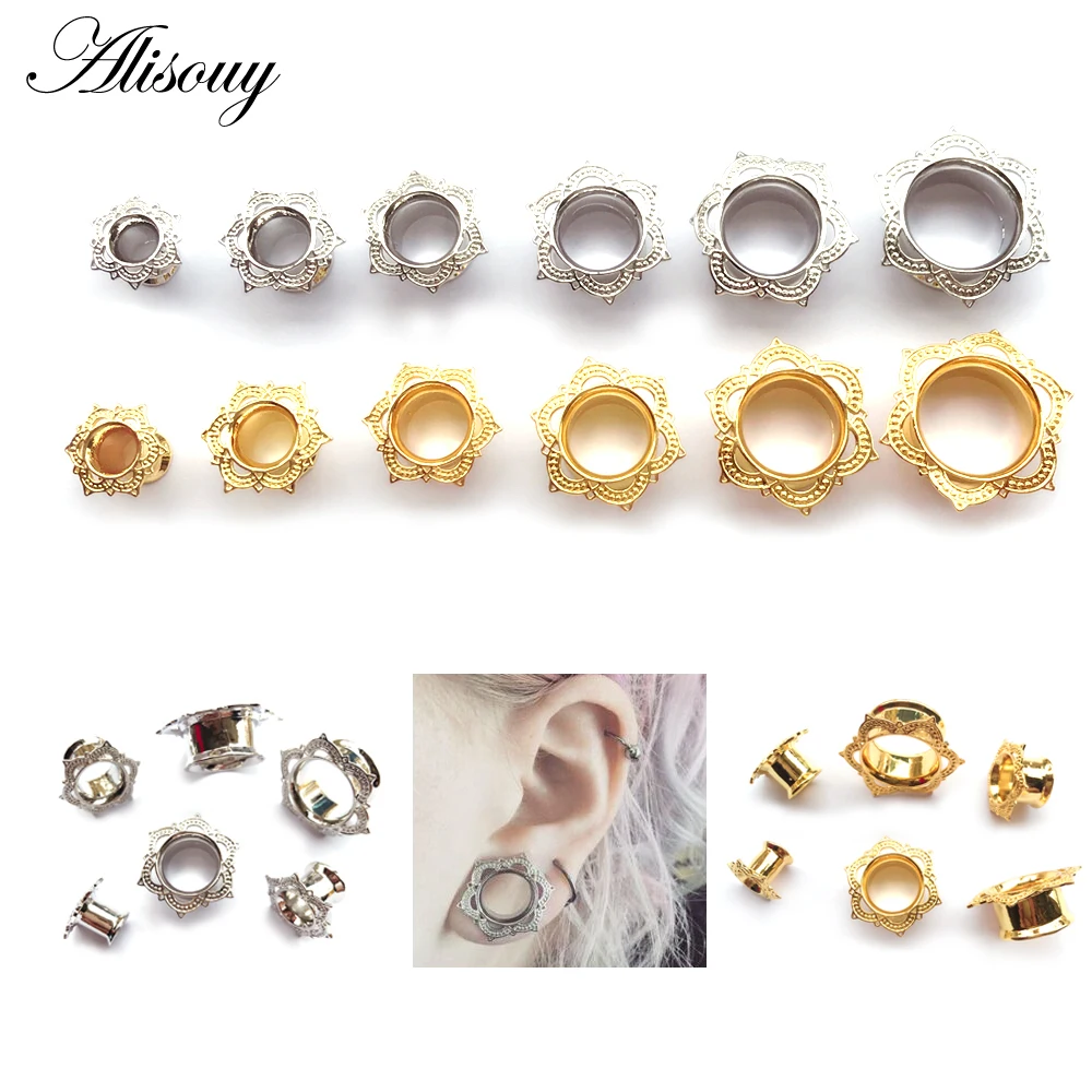 Alisouy 1 Pair White Gold color Flesh Tunnel Ear Plug Single Flared Ornate Body Piercing Jewelry Ear Expander Gauge 6 to 16mm
Alisouy 1 Pair White Gold color Flesh Tunnel Ear Plug Single Flared Ornate Body Piercing Jewelry Ear Expander Gauge 6 to 16mm