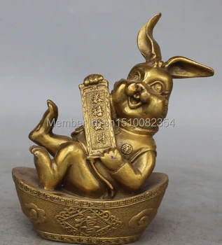 18CM Chinese Bronze Carving FengShui Wealth YuanBao Animal Zodiac Rabbit Statue
18CM Chinese Bronze Carving FengShui Wealth YuanBao Animal Zodiac Rabbit Statue