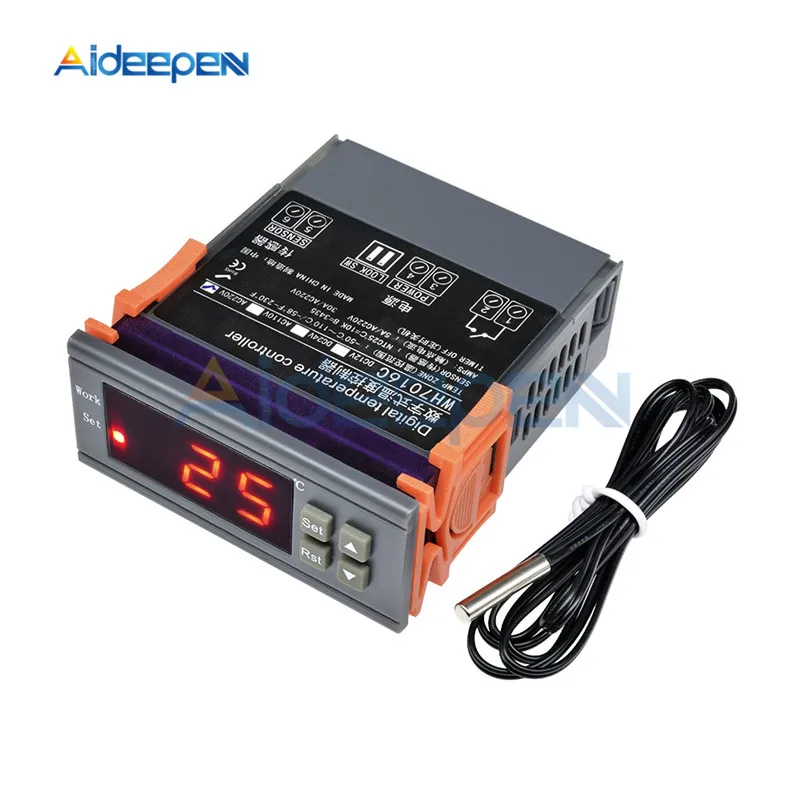 WH7016C DC 12V 24V AC 220V 10A LCD Digital Temperature Controller Regulator Thermostat Switch Thermometer with Sensor Probe
WH7016C DC 12V 24V AC 220V 10A LCD Digital Temperature Controller Regulator Thermostat Switch Thermometer with Sensor Probe