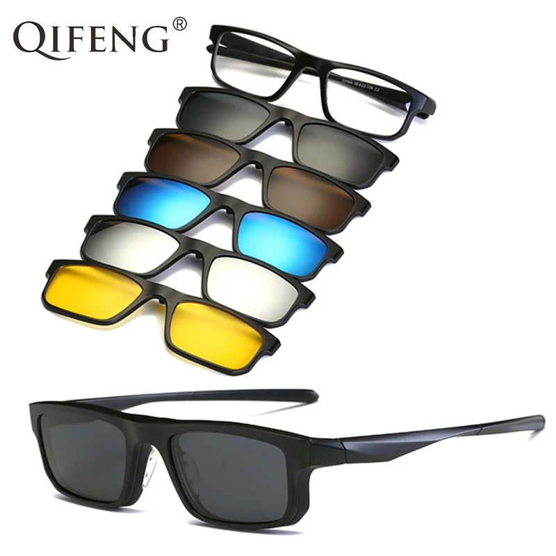 QIFENG Optical Spectacle Frame Eyeglasses Men Women TR90 With 5 Clip On Sunglasses Polarized Magnetic Prescription Glasses QF131
QIFENG Optical Spectacle Frame Eyeglasses Men Women TR90 With 5 Clip On Sunglasses Polarized Magnetic Prescription Glasses QF131