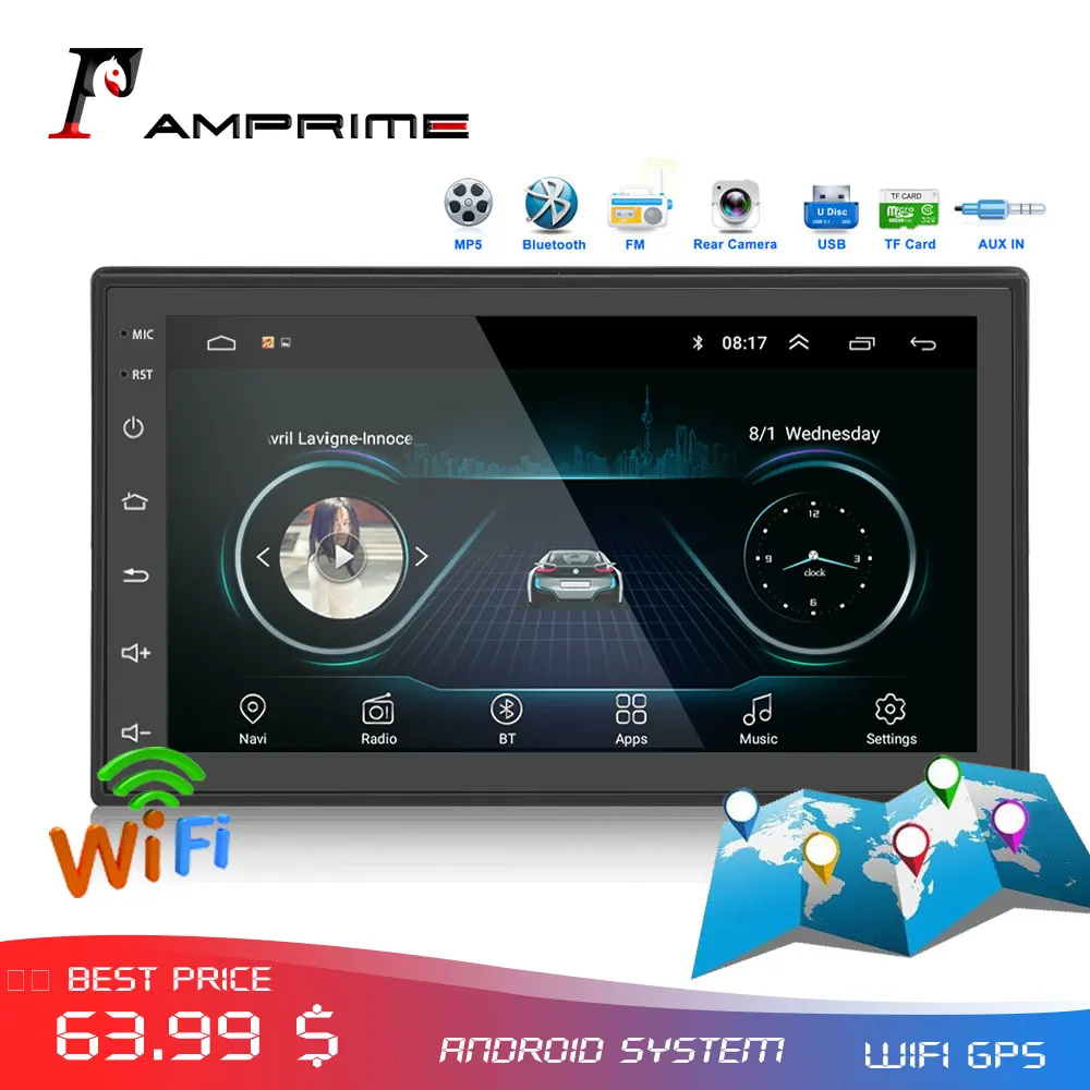 AMPrime 2din Car Radio Android multimedia player Autoradio 2 Din 7'' Touch screen GPS WIFI Bluetooth FM auto Car Backup Monitor
AMPrime 2din Car Radio Android multimedia player Autoradio 2 Din 7'' Touch screen GPS WIFI Bluetooth FM auto Car Backup Monitor