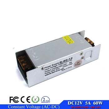 Single Output Switching Power Supply 12v 5a 60w Transformer 100-240V AC To DC12v SMPS For Led Strip Display Light CNC CCTV Motor
Single Output Switching Power Supply 12v 5a 60w Transformer 100-240V AC To DC12v SMPS For Led Strip Display Light CNC CCTV Motor