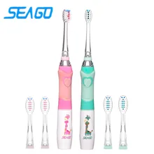 SEAGO Sonic brosse à dents électrique enfants batterie dessin animé avec LED coloré imperméable doux hygiène buccale Massage soins des dents SG977(China)