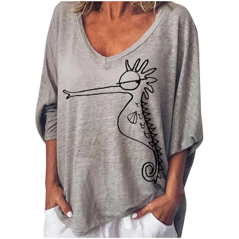 SAGACE Loose V-Nack Long Slevees T-shirt For Women Plus Size Printed Casual Camisetas Verano Mujer 2019 Algodon Summer 627#5
SAGACE Loose V-Nack Long Slevees T-shirt For Women Plus Size Printed Casual Camisetas Verano Mujer 2019 Algodon Summer 627#5