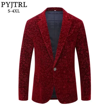 PYJTRL Men Autumn Winter Wine Red Burgundy Velvet Floral Pattern Suit Jacket Slim Fit Blazer Designs Stage Costumes For Singers
PYJTRL Men Autumn Winter Wine Red Burgundy Velvet Floral Pattern Suit Jacket Slim Fit Blazer Designs Stage Costumes For Singers