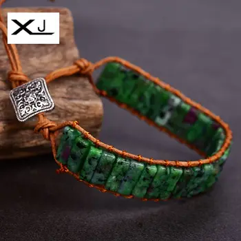 XJ Handmade Red Green Jades stone Thread Tube Beads Leather Cowhide Rope Wrap Bracelets Jewelry Women Gift
XJ Handmade Red Green Jades stone Thread Tube Beads Leather Cowhide Rope Wrap Bracelets Jewelry Women Gift