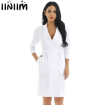 iiniim Womens Adult Doctors Work Wear Costume Uniforms Lapel Collar 3/4 Sleeve Scrubs Lab Medical Nurse Doctor Uniform Dress
iiniim Womens Adult Doctors Work Wear Costume Uniforms Lapel Collar 3/4 Sleeve Scrubs Lab Medical Nurse Doctor Uniform Dress