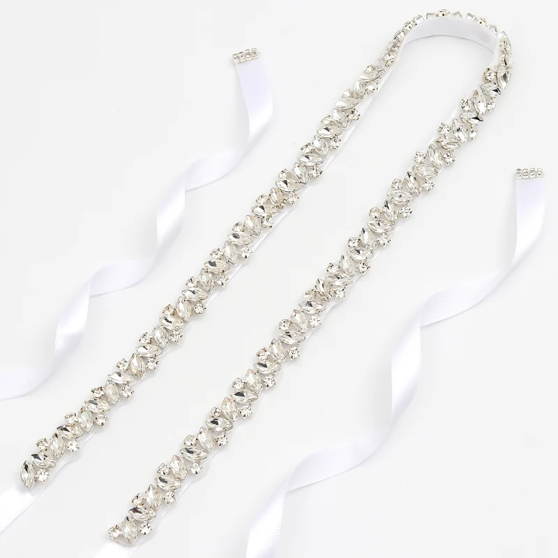 Yanstar Rhinestones Belt Thin Crystal Bridal Belt Handmade Silver Diamond Wedding Dress Belt 45WB863
Yanstar Rhinestones Belt Thin Crystal Bridal Belt Handmade Silver Diamond Wedding Dress Belt 45WB863