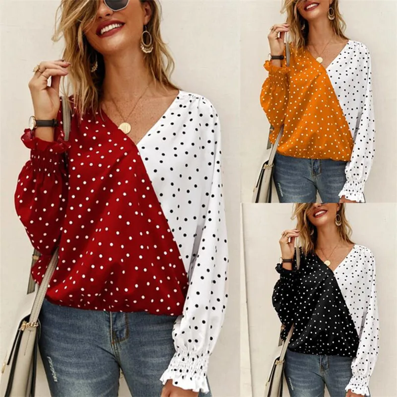 Women's hot style autumn/winter 2019 new product patchwork, wave point long sleeve top casual shirt
Women's hot style autumn/winter 2019 new product patchwork, wave point long sleeve top casual shirt