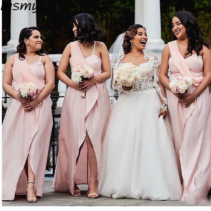 Pink Bridesmaids Dresses Chiffon Floor Length Pleats A Line Front Split Wedding Guest Party Gowns Plus Size
Pink Bridesmaids Dresses Chiffon Floor Length Pleats A Line Front Split Wedding Guest Party Gowns Plus Size