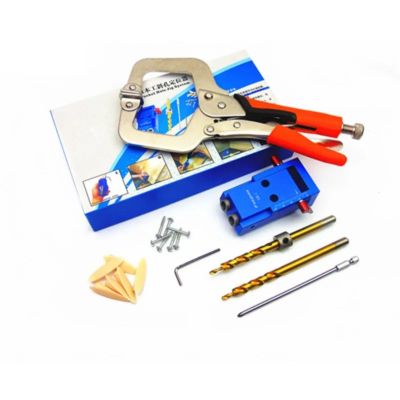 Mini Pocket Hole Jig Kit For Woodworking with 3/8" inch 9.5mm Step Drill Bit + 11" inch Face Clamp Locking C-Clamp Pliers HT1145 
Mini Pocket Hole Jig Kit For Woodworking with 3/8" inch 9.5mm Step Drill Bit + 11" inch Face Clamp Locking C-Clamp Pliers HT1145