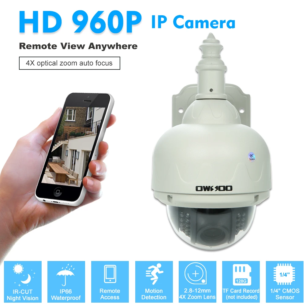 OWSOO Wireless WiFi PTZ IP Camera 2.8~12mm Auto-focus Waterproof Night Vision Motion Detection CCTV Camera for Home Security
OWSOO Wireless WiFi PTZ IP Camera 2.8~12mm Auto-focus Waterproof Night Vision Motion Detection CCTV Camera for Home Security