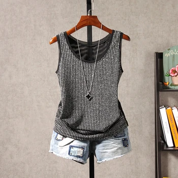 2019 Spring and Summer New Sleeveless Knit Sling Bright Silk Wear Short Paragraph Bottoming Shirt Wild Slim Vest Female Tanks
2019 Spring and Summer New Sleeveless Knit Sling Bright Silk Wear Short Paragraph Bottoming Shirt Wild Slim Vest Female Tanks