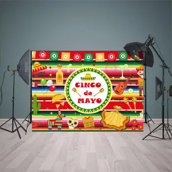 

HUAYI Thin Vinyl Fiesta Photo Backdrop Mexican Fiesta Theme Photography Background Birthday Party Banner Photobooth W-924