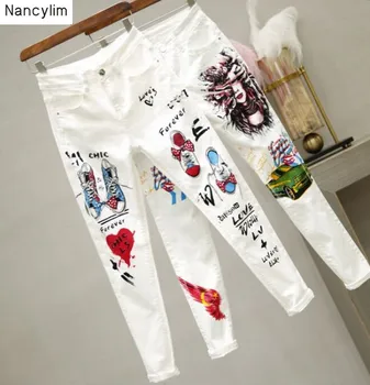 White Jeans Skinny Denim Pants Women Summer Autumn New Harajuku Style Print High Waist Pencil Pants Girls Ladies Plus Size Jeans
White Jeans Skinny Denim Pants Women Summer Autumn New Harajuku Style Print High Waist Pencil Pants Girls Ladies Plus Size Jeans