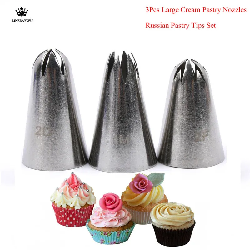 3Pcs Large Size Russian Nozzle Icing Tips Premium 304 Stainless Steel Cupcake Decorating Tips Set Kitchen Baking tools
3Pcs Large Size Russian Nozzle Icing Tips Premium 304 Stainless Steel Cupcake Decorating Tips Set Kitchen Baking tools