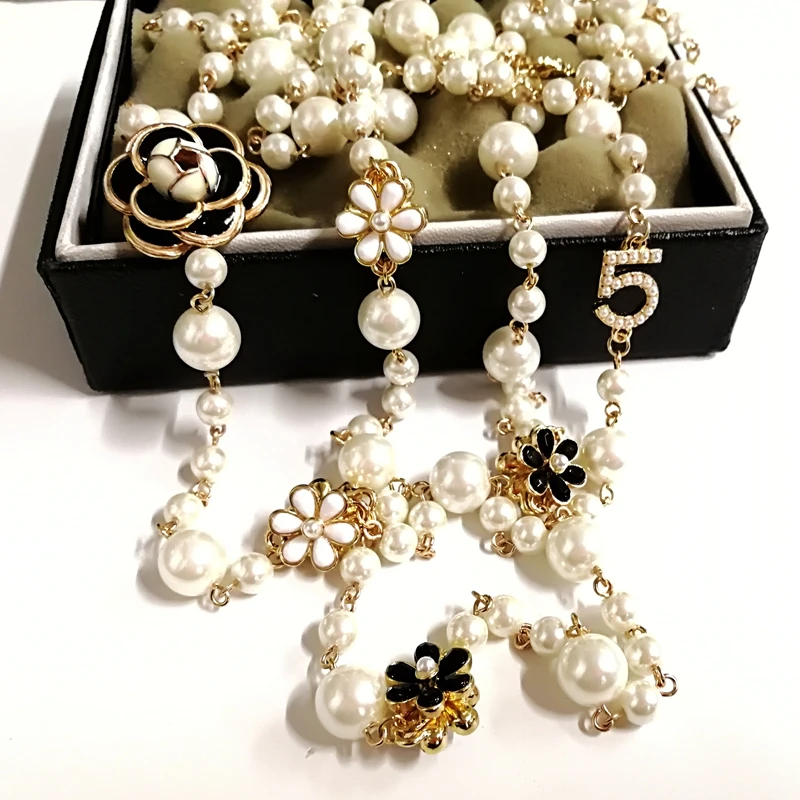 Mimiyagu Длинные Имитация жемчужное ожерелье для женщин Италина ригант No.5 двойной