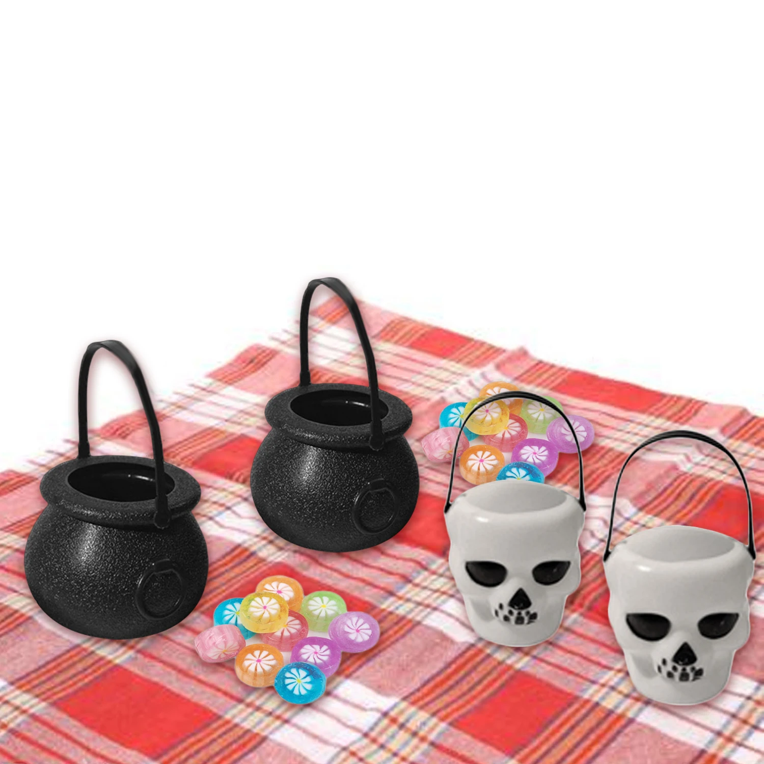 Besegad 6PCS White Skull + 6PCS Black Witch Plastic Candy Kettles Cauldron Bucket Pot with Handle for Halloween Party
Besegad 6PCS White Skull + 6PCS Black Witch Plastic Candy Kettles Cauldron Bucket Pot with Handle for Halloween Party