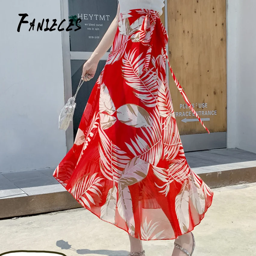 Summer new Vintage elegant Holiday Boho chiffon beach skirt women irregular floral print lace-up long skirt female skirts lining
Summer new Vintage elegant Holiday Boho chiffon beach skirt women irregular floral print lace-up long skirt female skirts lining