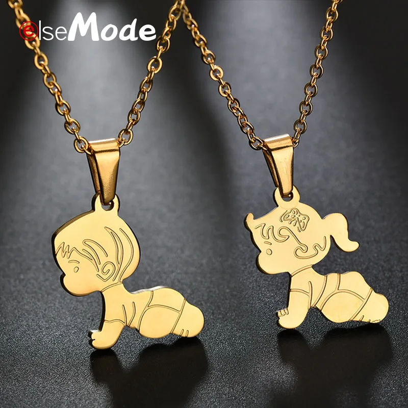 ELSEMODE Cartoon Gold Crawling Baby Boy Girl Necklace for Women Men 316L Stainless Steel Necklaces with Chain Charm Family Gifts
ELSEMODE Cartoon Gold Crawling Baby Boy Girl Necklace for Women Men 316L Stainless Steel Necklaces with Chain Charm Family Gifts