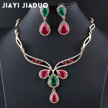 jiayijiaduo Wedding Jewelry Set for Women Gold-color Enamel Leaves 2 Colors Jewelry Sets Chain Pendant Necklace Earrings sets jiayijiaduo Wedding Jewelry Set for Women Gold-color Enamel Leaves 2 Colors Jewelry Sets Chain Pendant Necklace Earrings sets