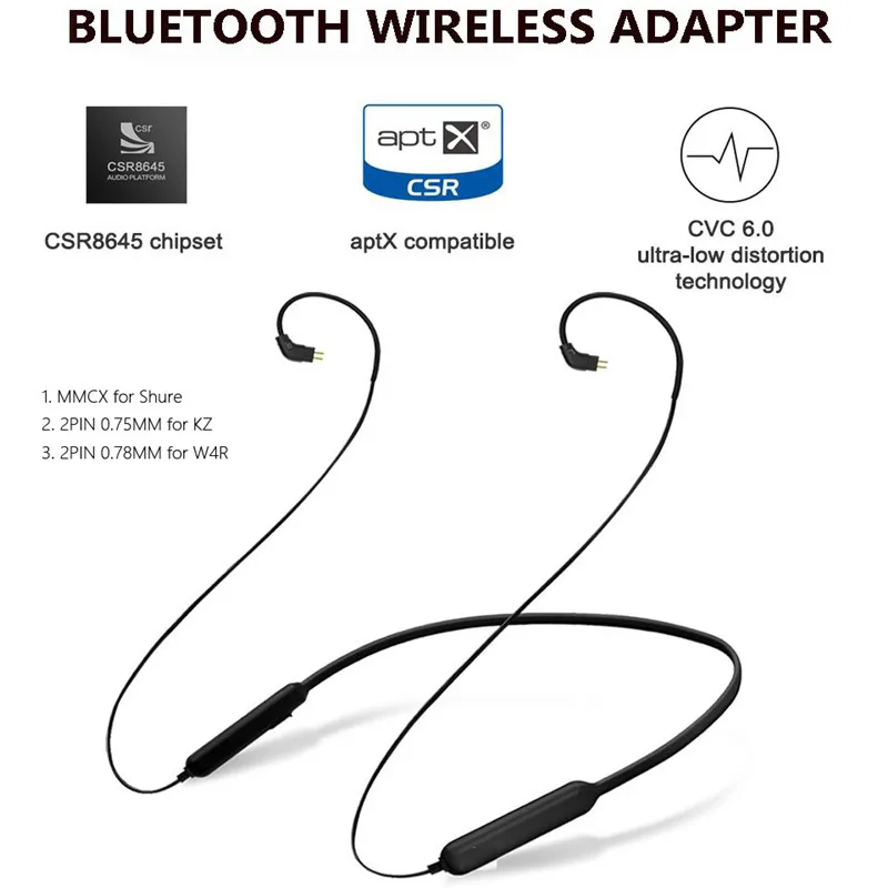 TRN Wireless Bluetooth apt-x Cable HIFI Earphone MMCX/2Pin/IE80 Connector with microphone IPX4 for TRN V10/V20/V60 TFZ HK6
TRN Wireless Bluetooth apt-x Cable HIFI Earphone MMCX/2Pin/IE80 Connector with microphone IPX4 for TRN V10/V20/V60 TFZ HK6