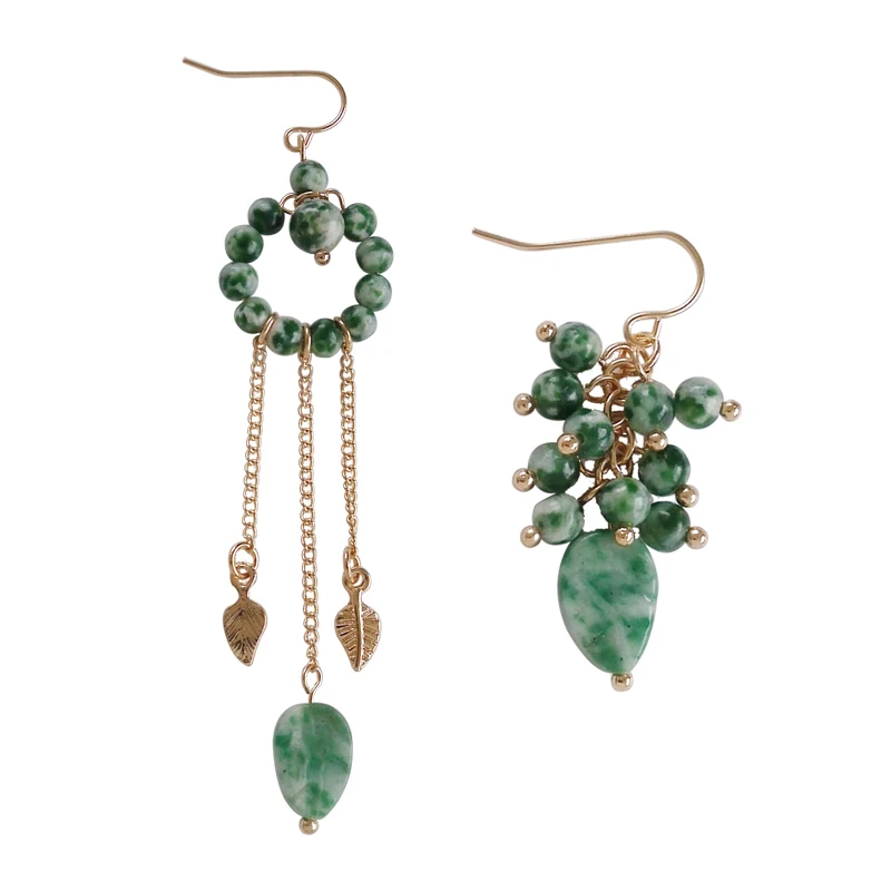 Spring and summer trend retro green asymmetrical earrings Sen series natural stone round leaf earrings earless earrings
Spring and summer trend retro green asymmetrical earrings Sen series natural stone round leaf earrings earless earrings