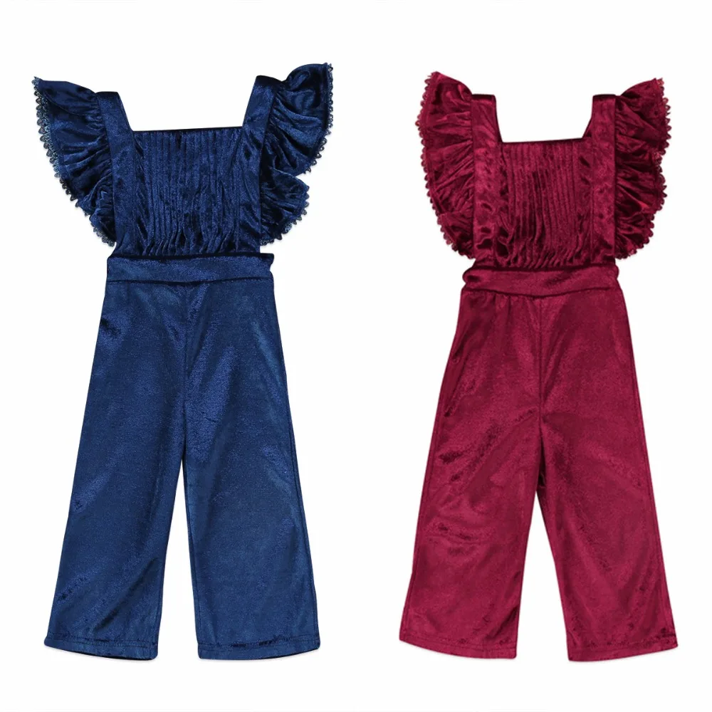 Purple Blue Ruffle Sleeve Velvet Girls Overall Criss Cross Backless Birthday Evening Party Girl Jumpsuit Suspender Clothes
Purple Blue Ruffle Sleeve Velvet Girls Overall Criss Cross Backless Birthday Evening Party Girl Jumpsuit Suspender Clothes