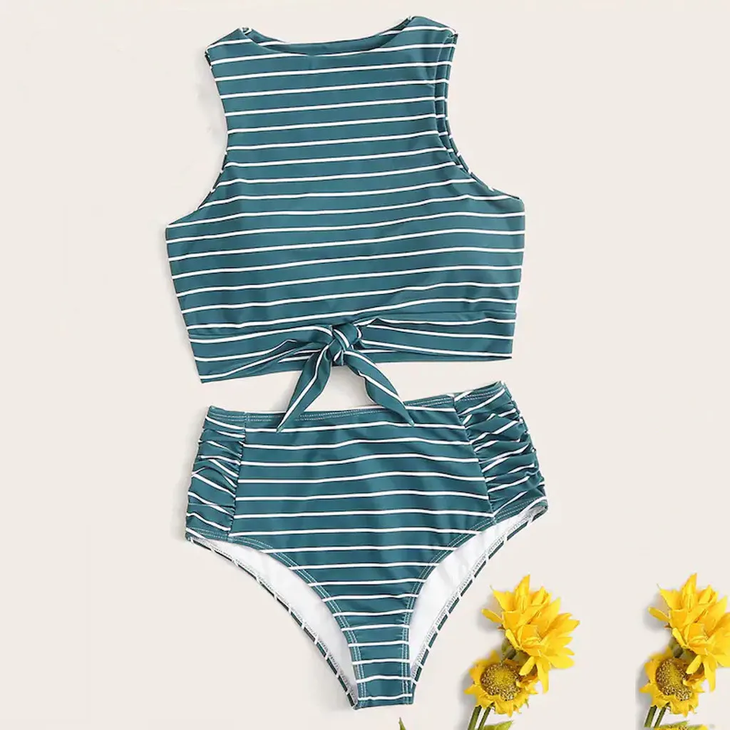 Hot Sale Women's Swimwear Bikini Set Two Piece Knot Front Crop Top Swimsuit with Floral Bottom Sexy Cross Swimwear Biquini
Hot Sale Women's Swimwear Bikini Set Two Piece Knot Front Crop Top Swimsuit with Floral Bottom Sexy Cross Swimwear Biquini