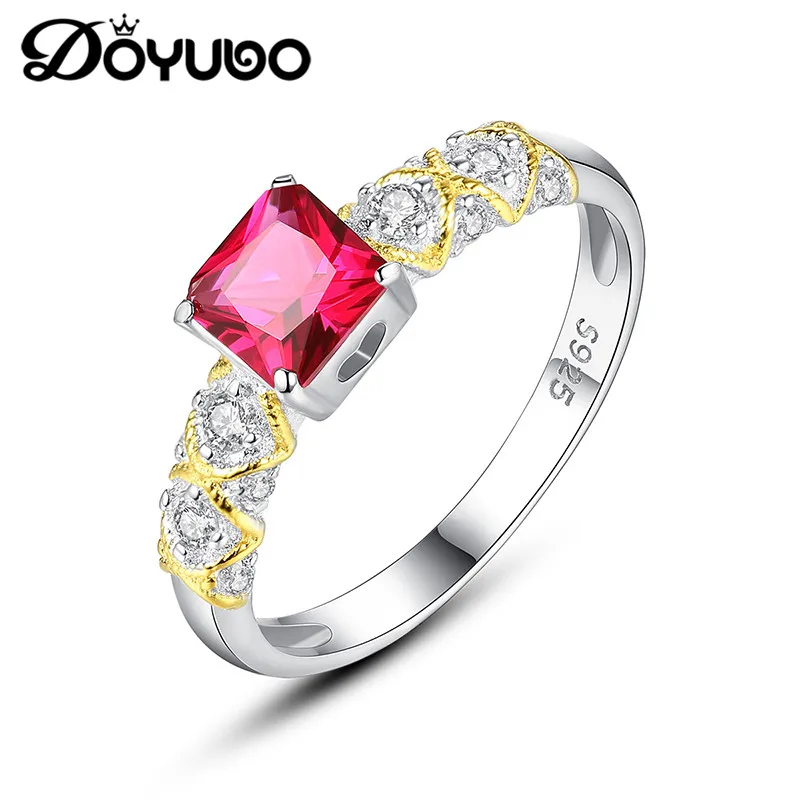 DOYUBO Classical 925 Sterling Silver Square CZ Rings Women Red / Green Square AAAAA Cubic Zirconia Wedding Rings Jewelry VB307
DOYUBO Classical 925 Sterling Silver Square CZ Rings Women Red / Green Square AAAAA Cubic Zirconia Wedding Rings Jewelry VB307
