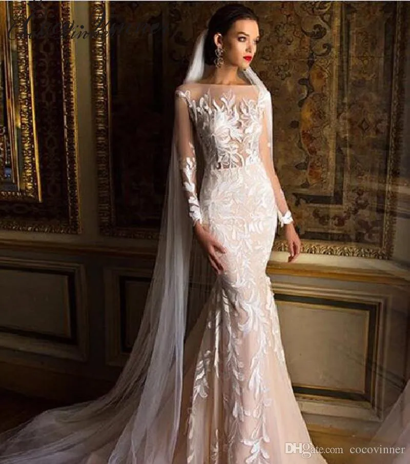 C.V 2019 Quality Mid East Mermaid Wedding Dresses Full Sleeves Embroidery applique Plus Size Illusion Sexy Wedding Gown W0218
C.V 2019 Quality Mid East Mermaid Wedding Dresses Full Sleeves Embroidery applique Plus Size Illusion Sexy Wedding Gown W0218