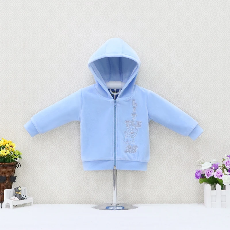 Baby hooded velour jacket long sleeve boys and girls zipper coat with embroidered kids clothes for autumn or winter christmas
Baby hooded velour jacket long sleeve boys and girls zipper coat with embroidered kids clothes for autumn or winter christmas