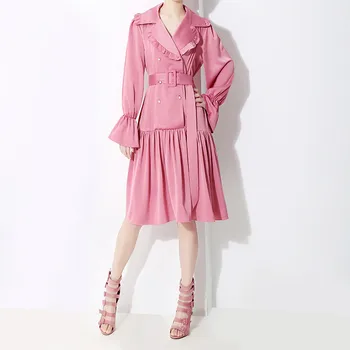 Elegant Dress 2019 Spring New Korean Fashion Women's Notched Collar Tunic Dress Double-breasted Long-sleeved Dress OL Midi Dress
Elegant Dress 2019 Spring New Korean Fashion Women's Notched Collar Tunic Dress Double-breasted Long-sleeved Dress OL Midi Dress
