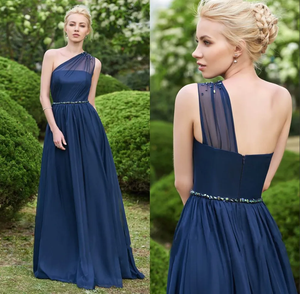 Robe demoiselle d'honneur One Shoulder Navy Blue Bridemaid Dresses Long 2019 Beaded Prom Dresses Wedding Party Gowns
Robe demoiselle d'honneur One Shoulder Navy Blue Bridemaid Dresses Long 2019 Beaded Prom Dresses Wedding Party Gowns