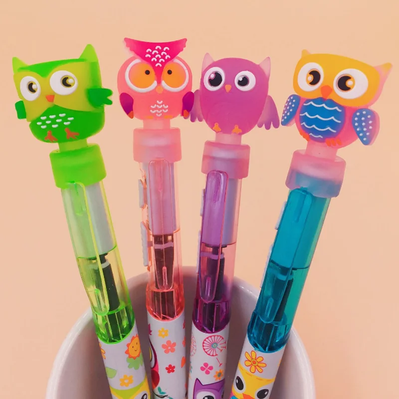 4 Pcs/set Cute Kawaii Owl Silicone Head Light Press Ball Ballpoint Pen Student Stationery School Office Supply Kids Gift 
4 Pcs/set Cute Kawaii Owl Silicone Head Light Press Ball Ballpoint Pen Student Stationery School Office Supply Kids Gift