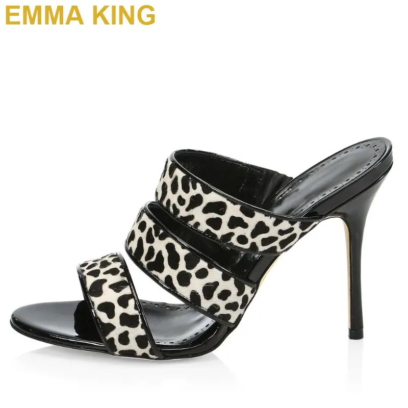 2019 пикантная обувь с леопардовым принтом на высоком каблуке Сандалии Женская