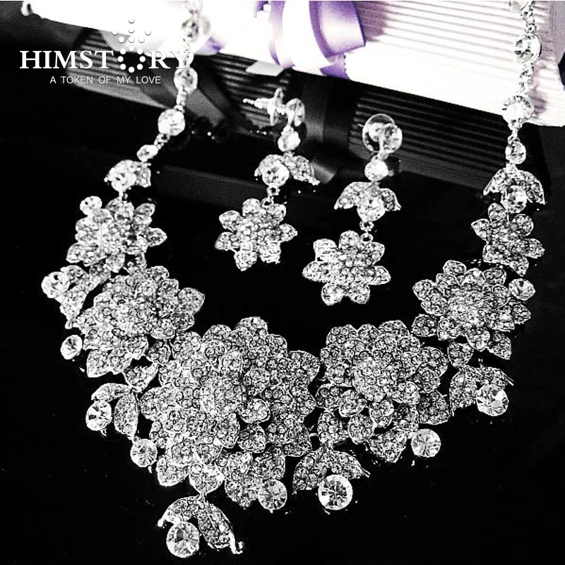 Luxury Bridal Jewelry Sets Wedding Necklace Earring For Brides Party Accessories Silver Plated Big Flowers Rhinestone Necklace
Luxury Bridal Jewelry Sets Wedding Necklace Earring For Brides Party Accessories Silver Plated Big Flowers Rhinestone Necklace