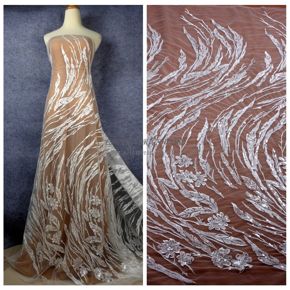La Belleza Hight quality Clear sequins on off white net wedding dress/evening dress lining fabric 51'' width 
La Belleza Hight quality Clear sequins on off white net wedding dress/evening dress lining fabric 51'' width