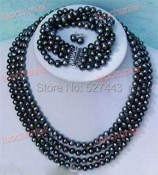 Wholesale free shipping >>>>>4 Rows 7-8mm white & black genuine FW pearl Necklace Bracelet earring sets
Wholesale free shipping >>>>>4 Rows 7-8mm white & black genuine FW pearl Necklace Bracelet earring sets