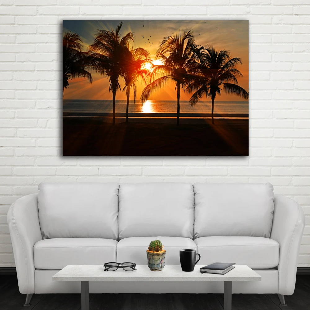 Beautiful Palm trees on beach with sunrise seascape wall picture canvas art print stretched frame Artwork wall painting decor
Beautiful Palm trees on beach with sunrise seascape wall picture canvas art print stretched frame Artwork wall painting decor
